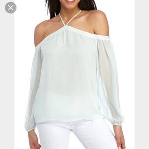 WAYF Mint Seafoam Green Liberty Off Shoulder Long Sleeve Blouse S